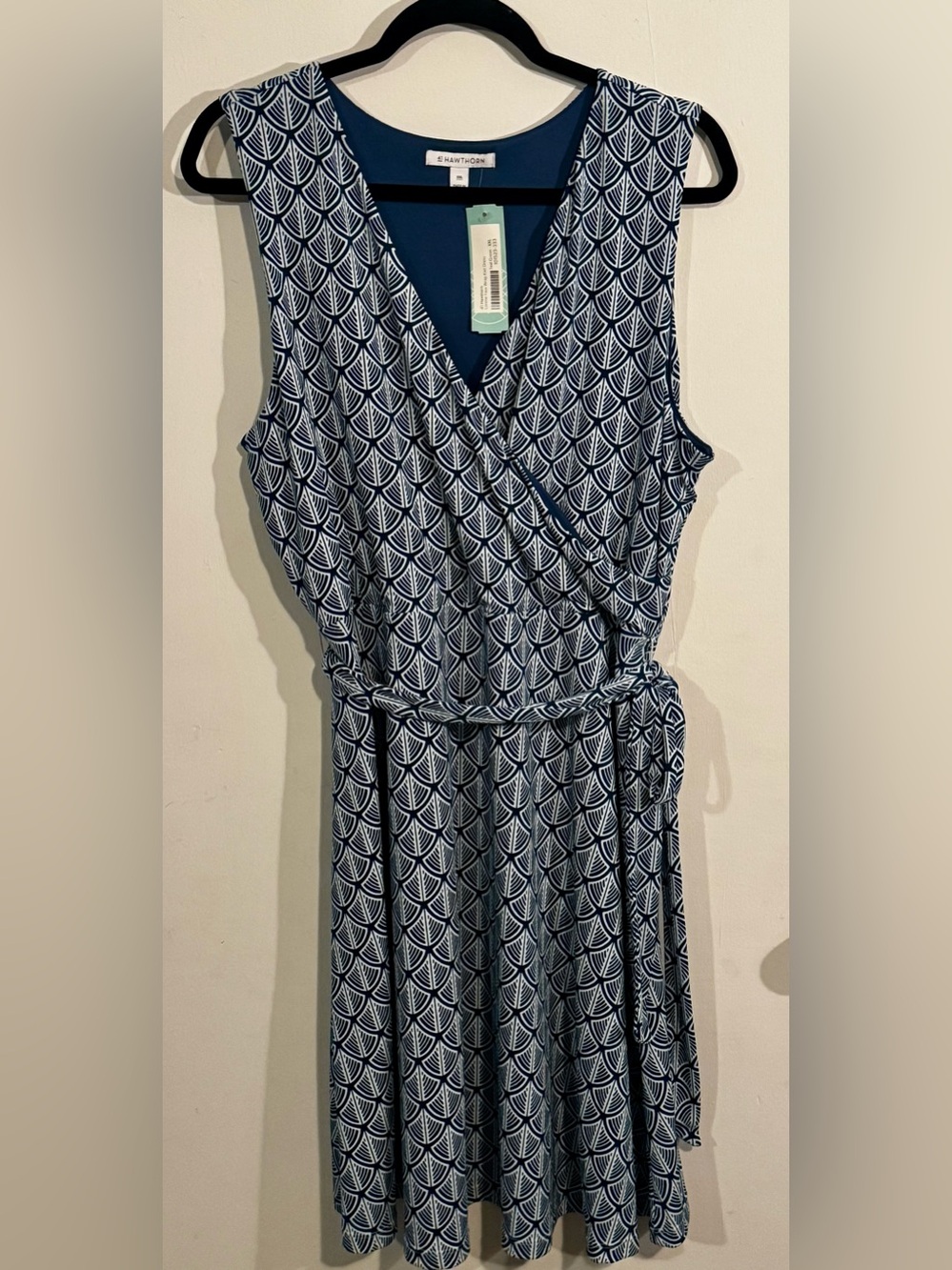 41 Hawthorn Teal and White Sleeveless Geometric Wrap Midi Dress - NWT - XXL